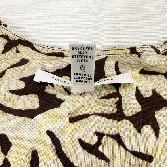 Diane Von Furstenberg Women's Silk Printed Baby Doll Mini Dress Size 2 Brown - Picture 9 of 11